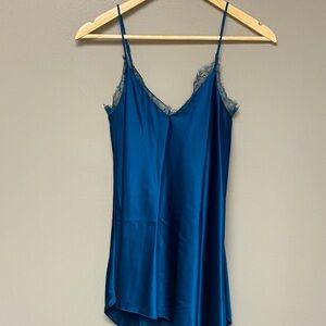 Jonathan Simkhai Blue Lace‑Trim Silk Cami – Size XS • NWT